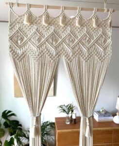 exporter of handmade macrame curtain in white colour