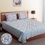 100% blue color cotton bedsheet
