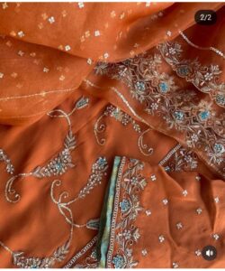 rust embroidery suit